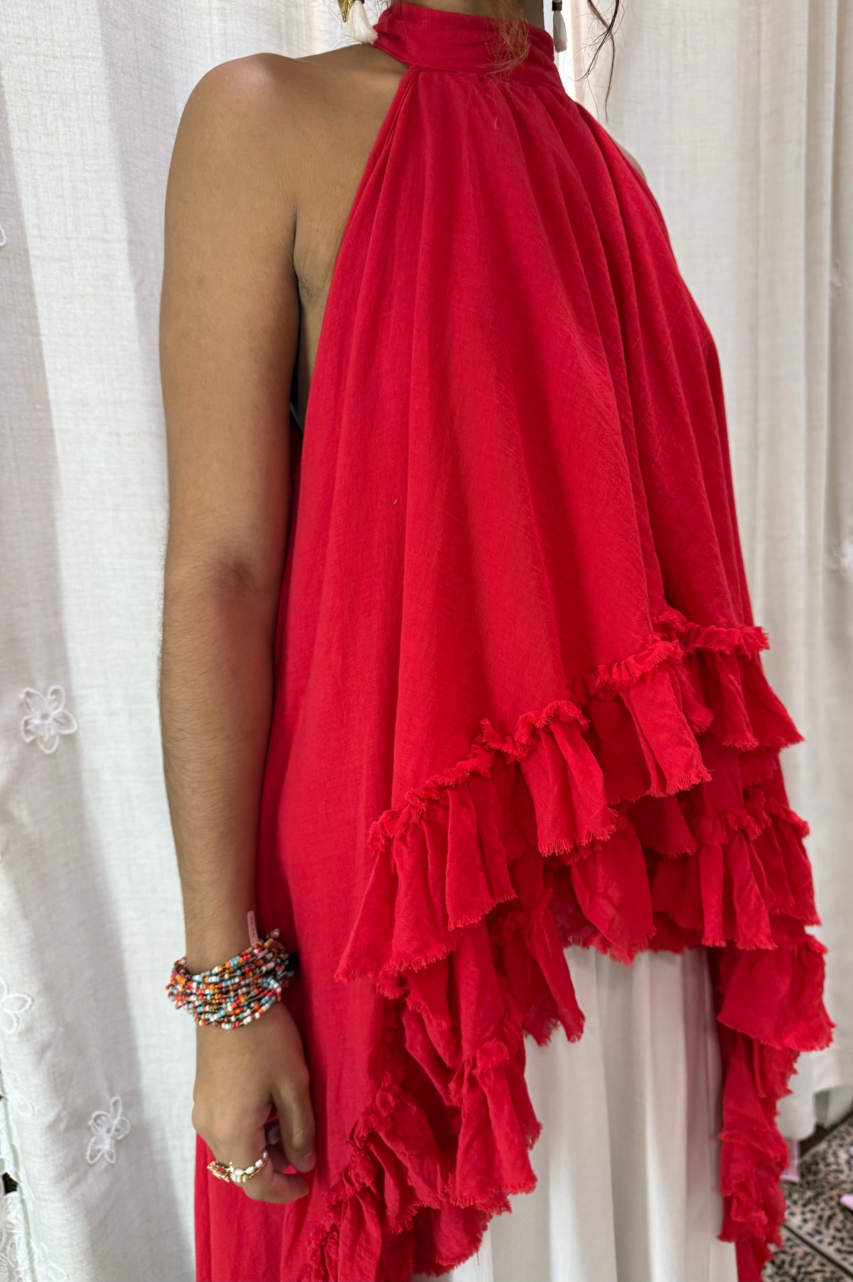 Ruffle High-Low Halter Top- 5510
