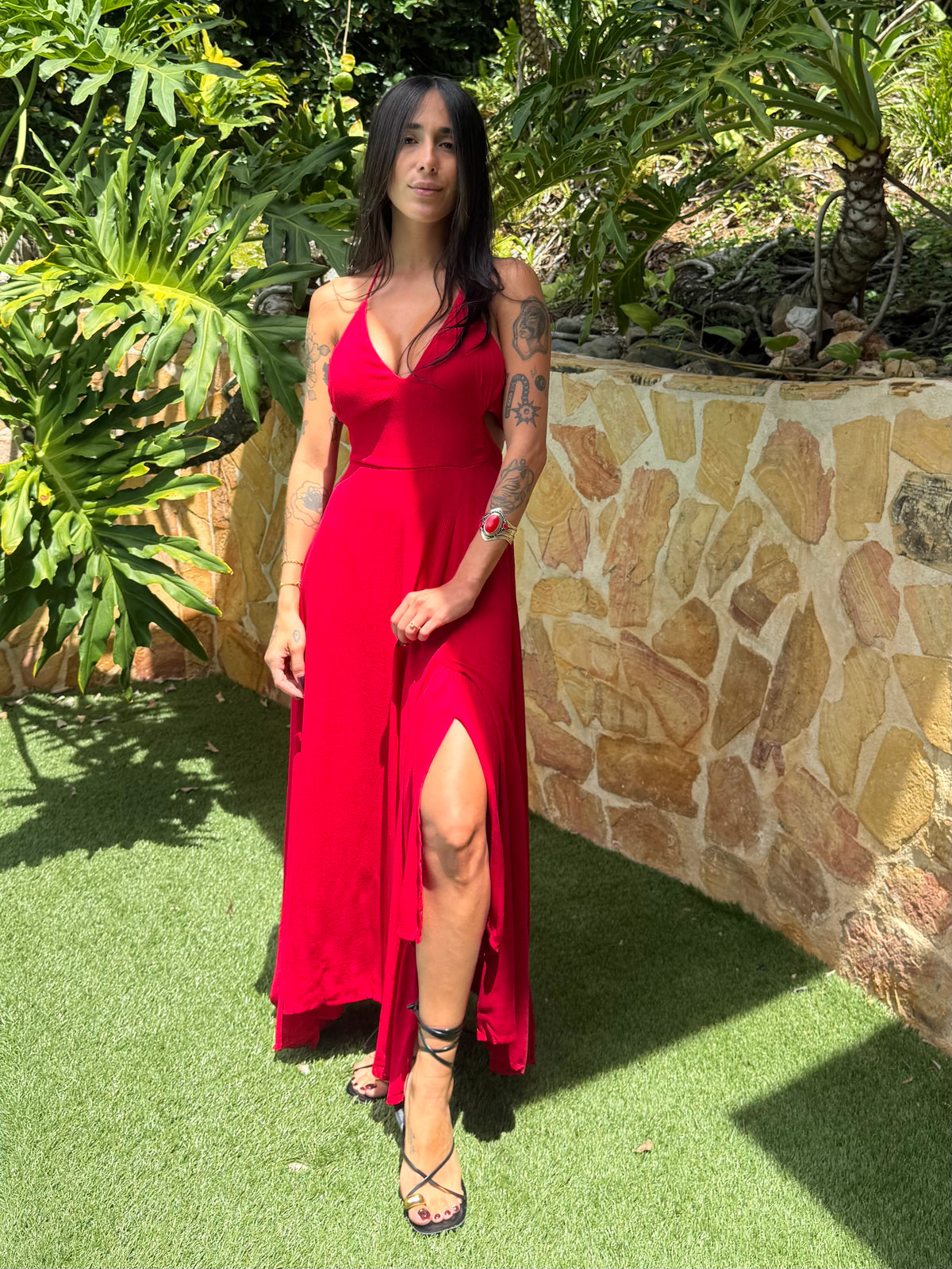 V-Neck Slit Maxi Dress