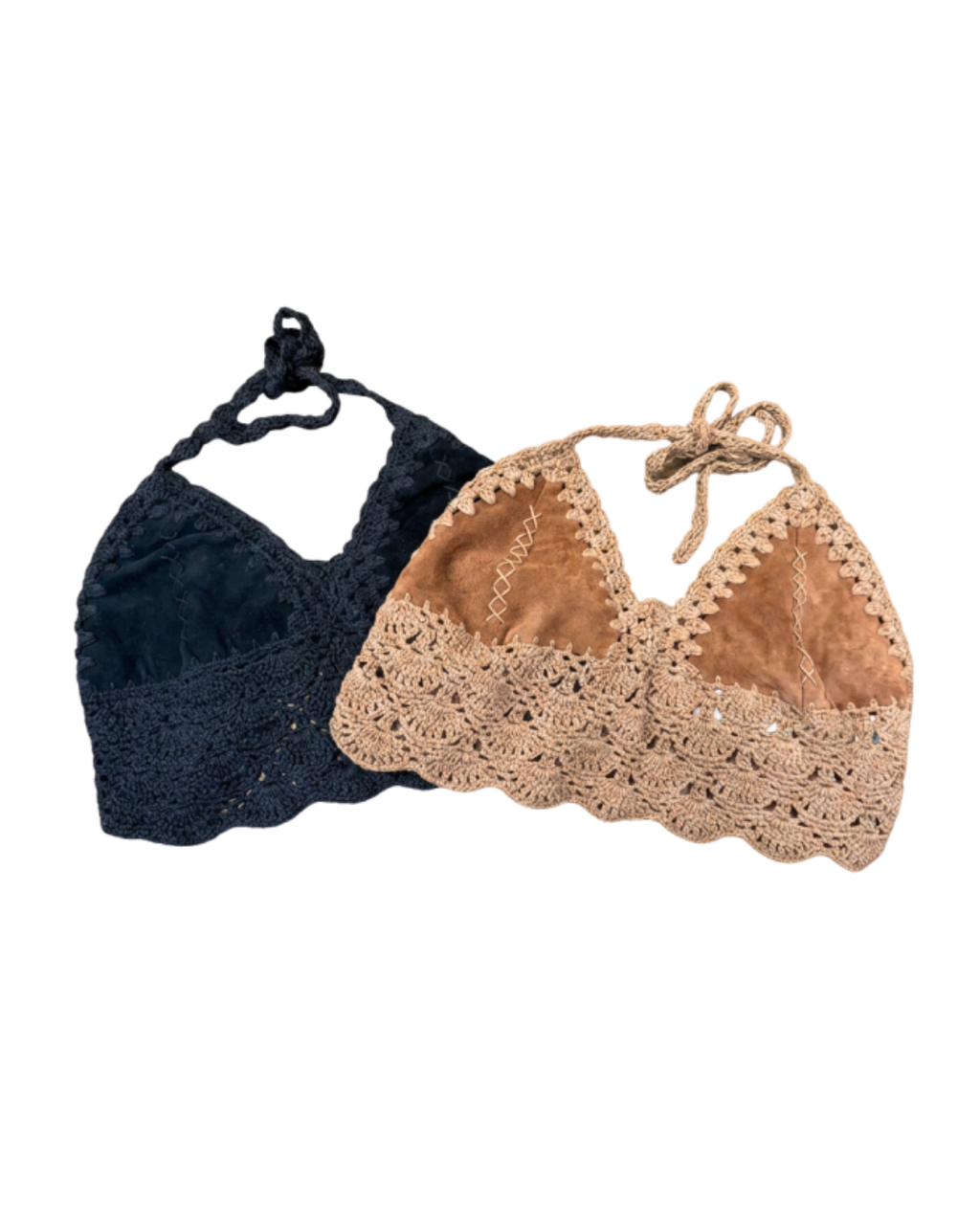 Crochet & Faux Suede Top