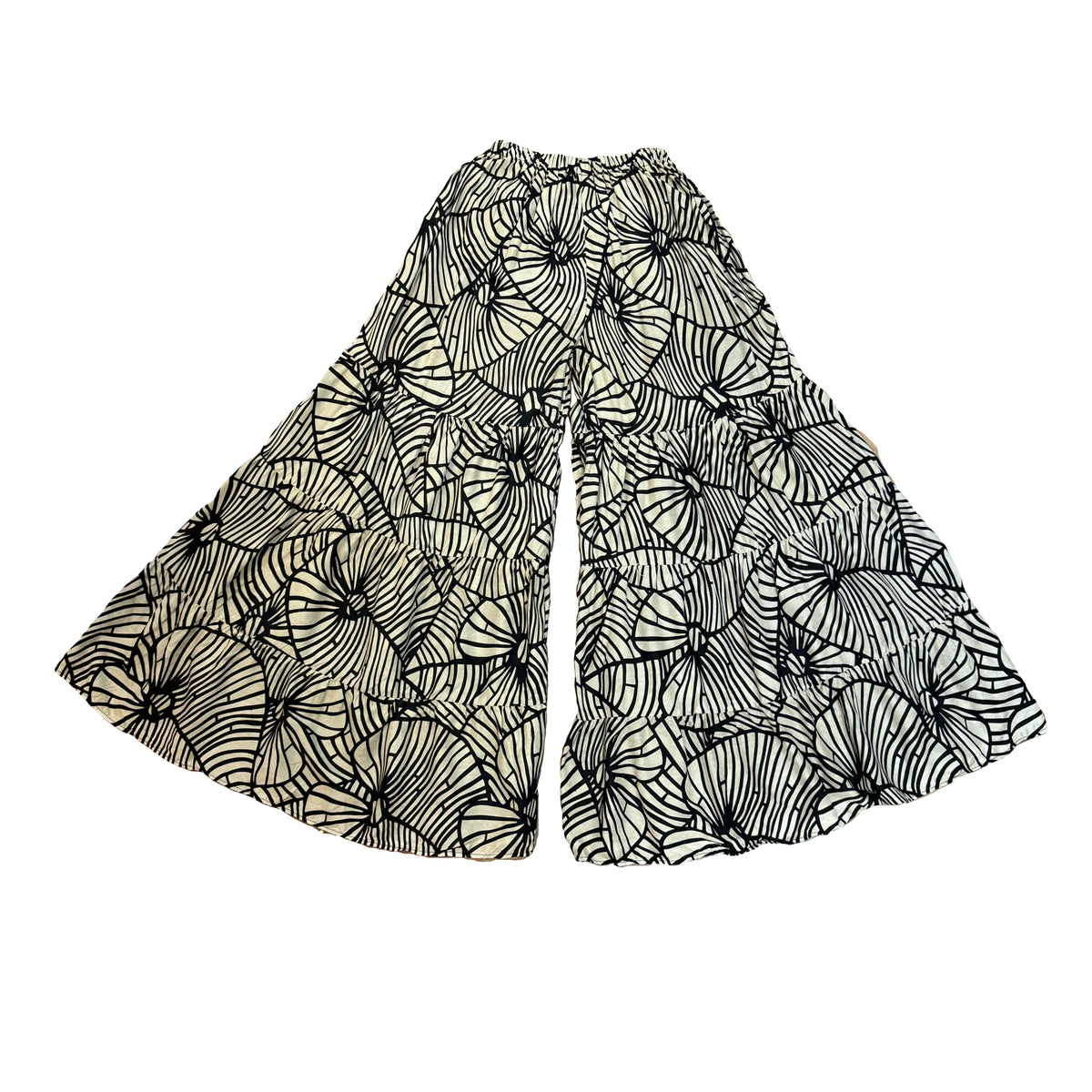 Black & Cream Bell Pants- 6357
