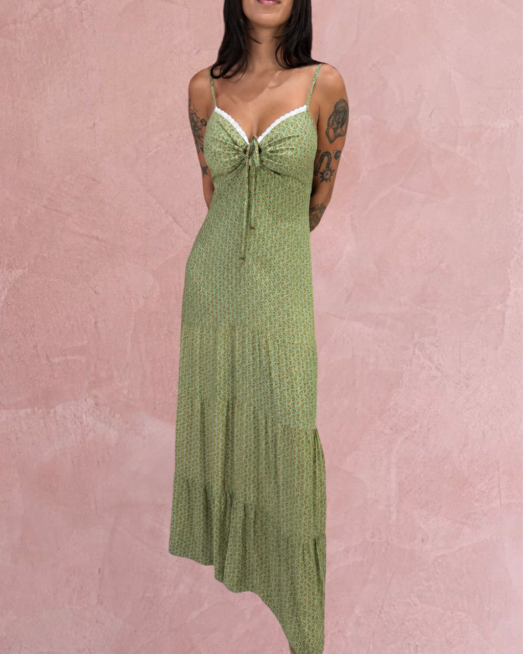 Drawstring Bust Maxi Dress
