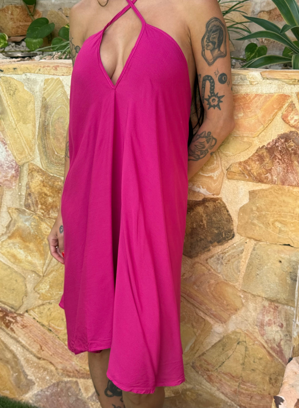 V Midi Dress- 6392