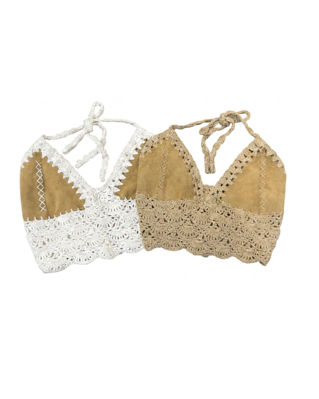 Crochet & Faux Suede Top