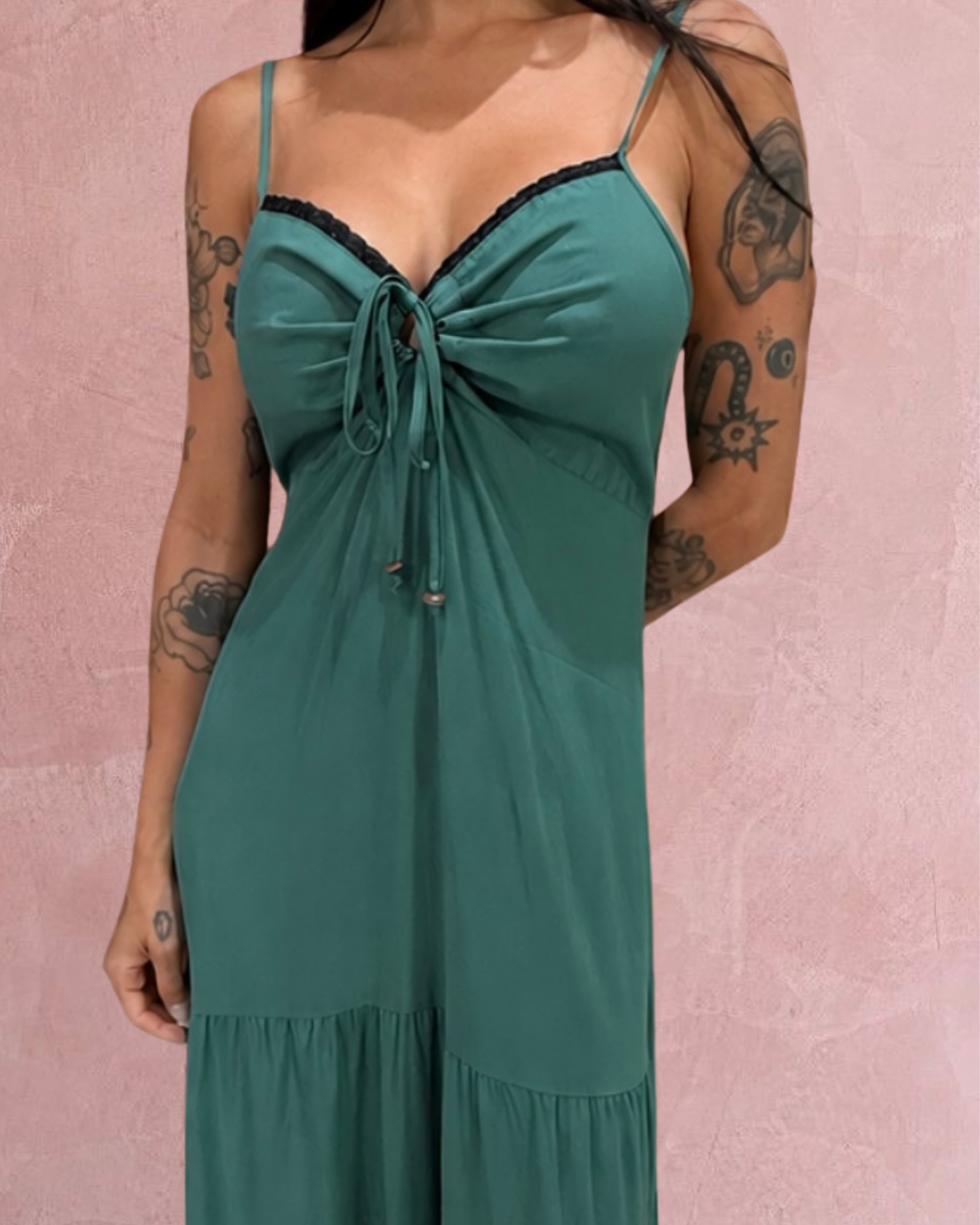 Drawstring Bust Maxi Dress