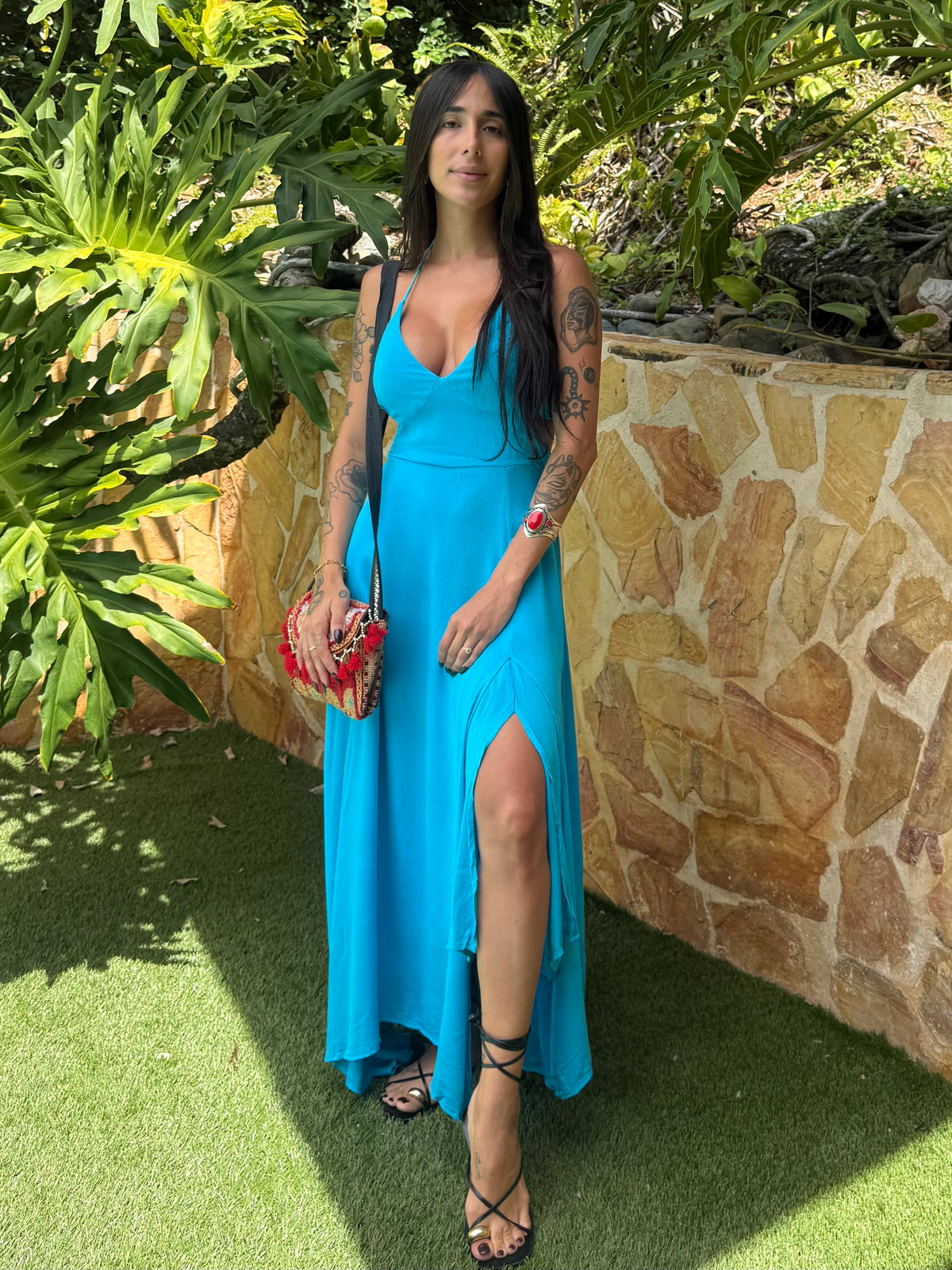 V-Neck Slit Maxi Dress