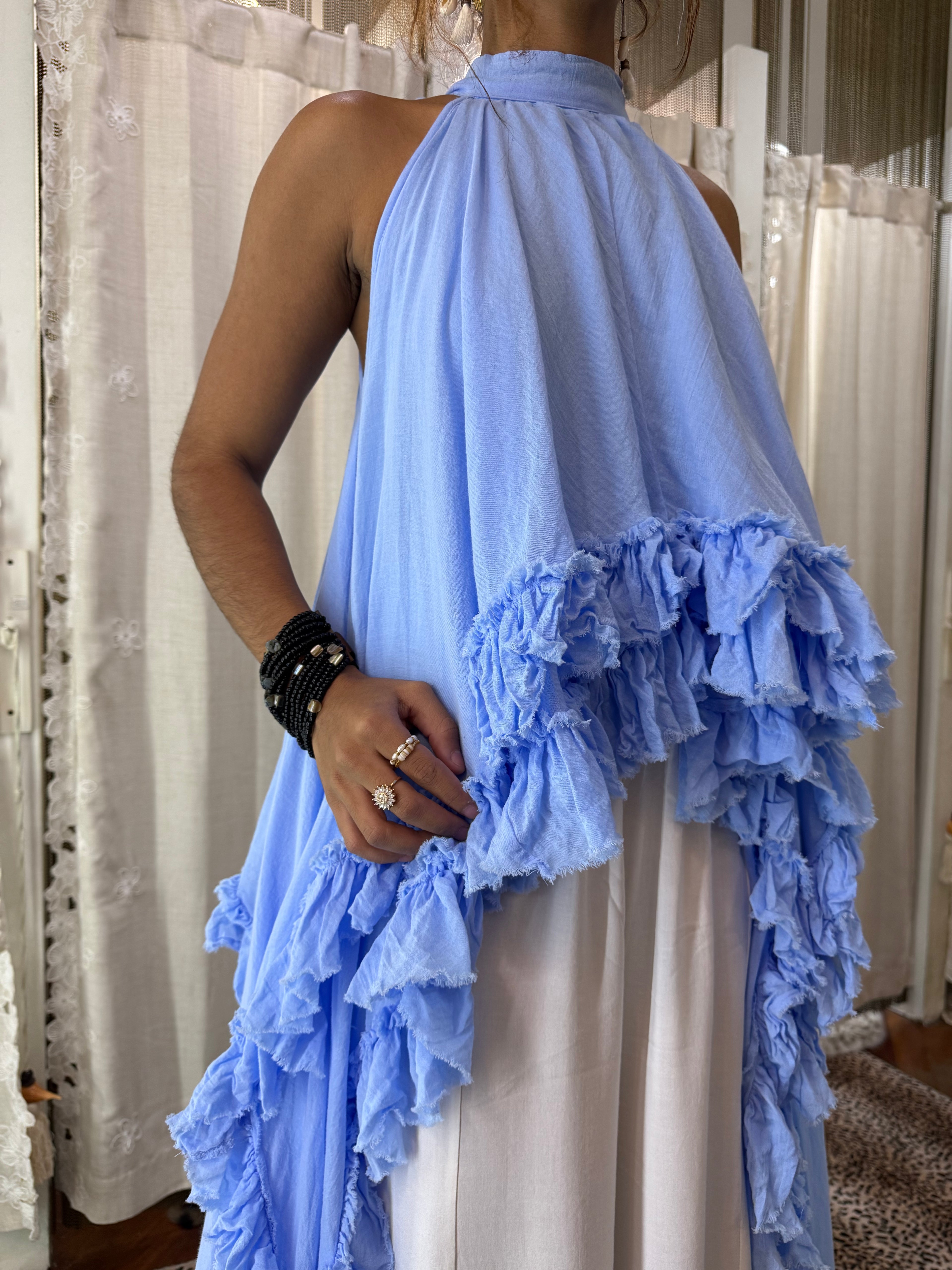 Ruffle High-Low Halter Top- 5510
