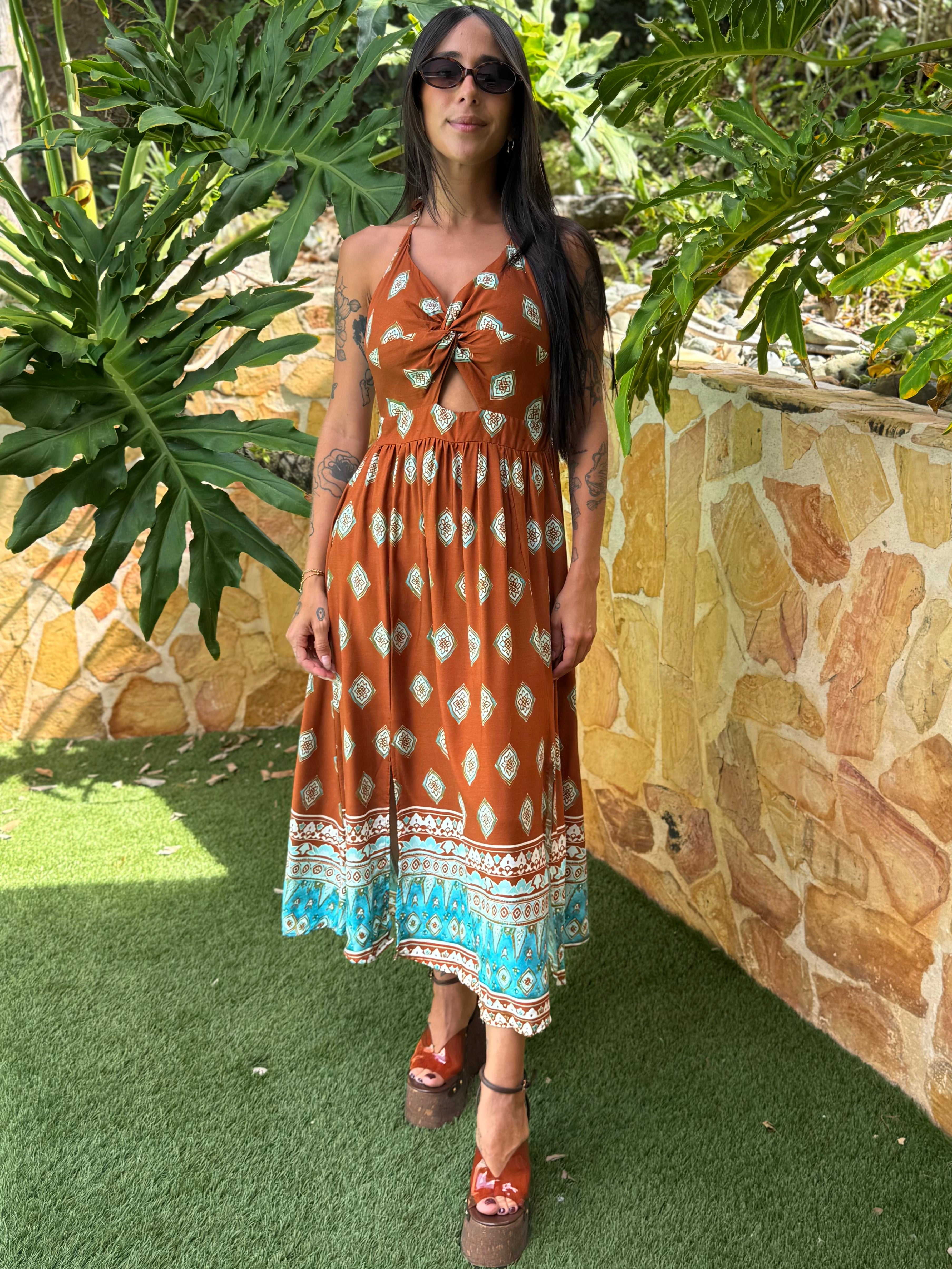 Front Knot Midi Dress- 6055