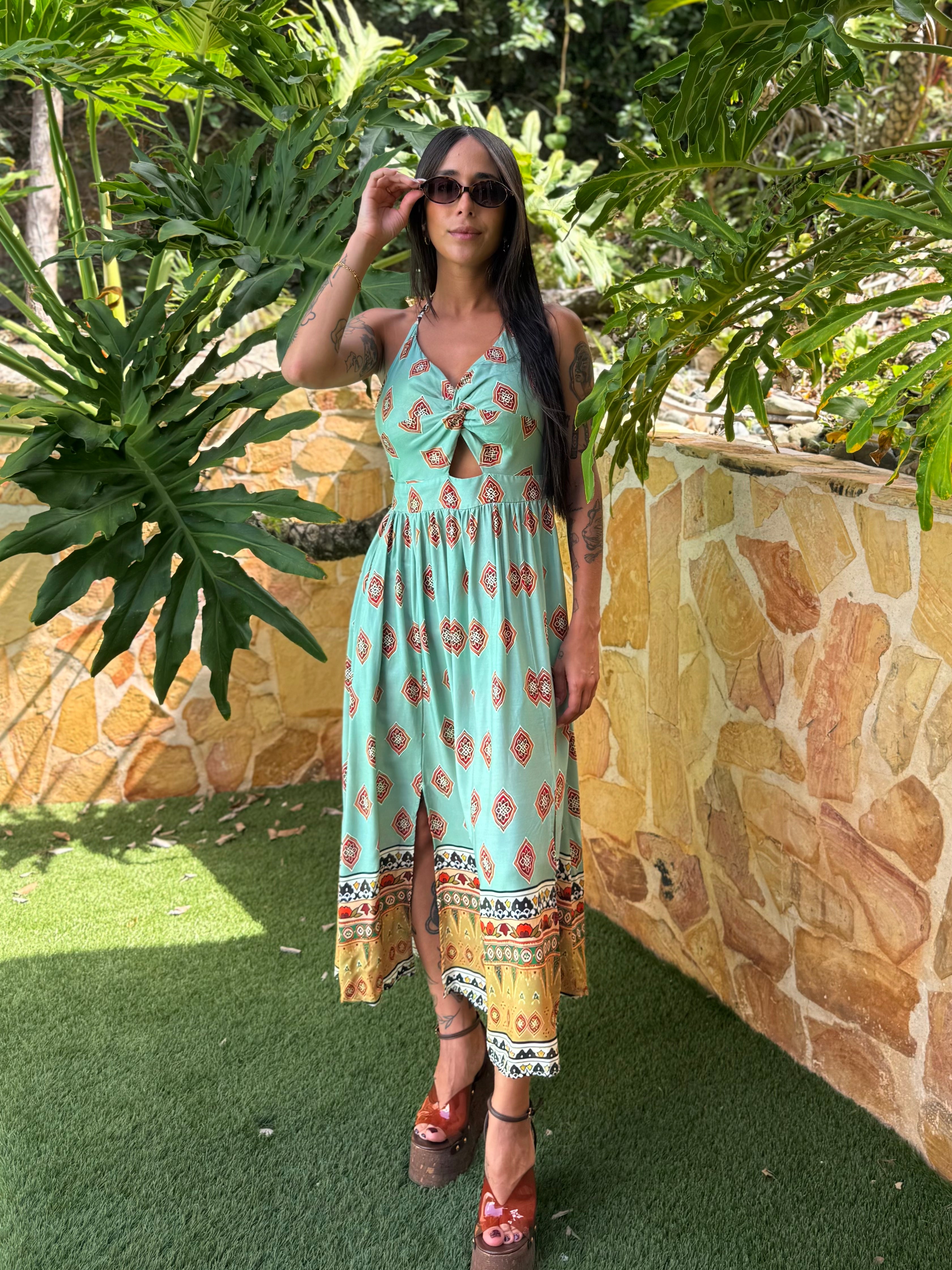 Front Knot Midi Dress- 6055